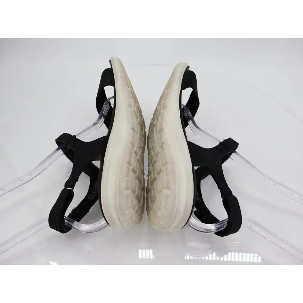 Ecco Cruise II Nubuck Flat Sandal Size 40 9/9.5 Black Wedge Slingback